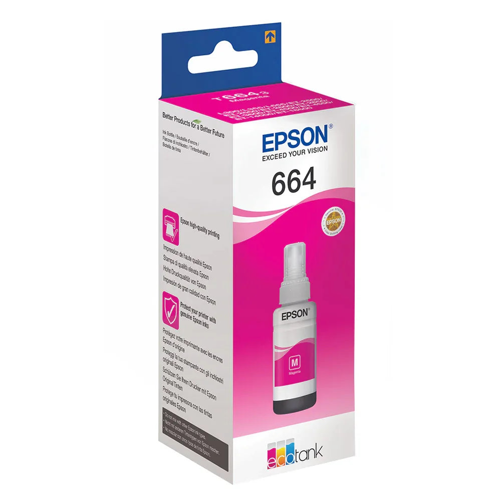 Epson T6643 EcoTank Magenta Color Ink Bottle 70ml Original Refill Ink - eBuy UAE